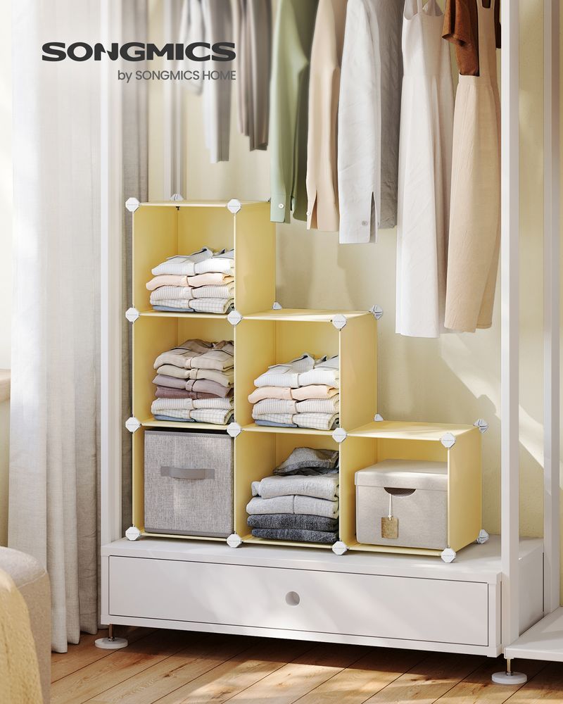 Cube Storage Organizer - 6 Cubes With Feet - Modular Design