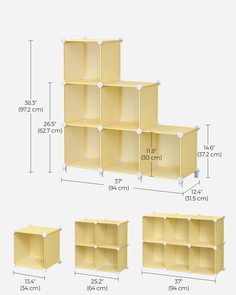 Cube Storage Organizer - 6 Cubes With Feet - Modular Design