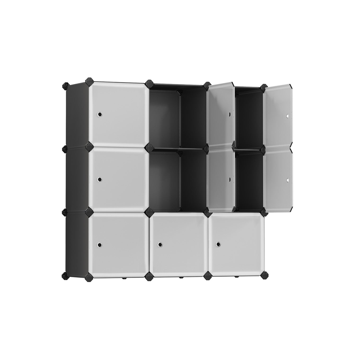 Cube Storage Organizer - With Doors - Set Of 12 Plastic Cubes