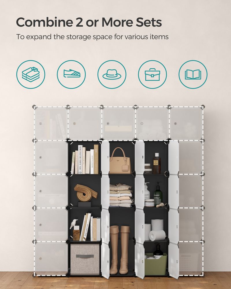 Cube Storage Organizer - With Doors - Set Of 12 Plastic Cubes