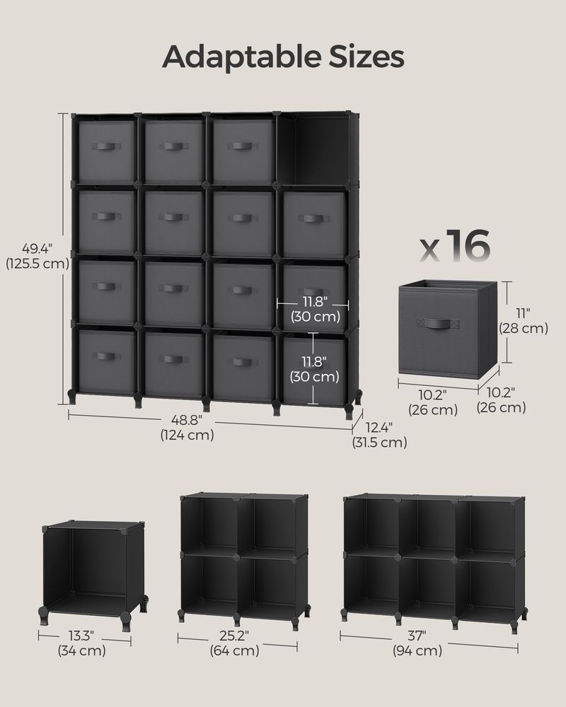 Cube Storage Organizer - With Storage Boxes - Set Of 16