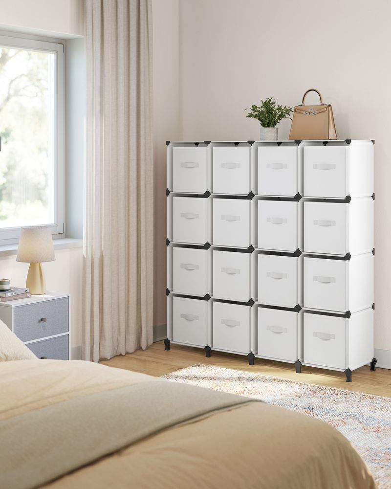 Cube Storage Organizer - With Storage Boxes - Set Of 16