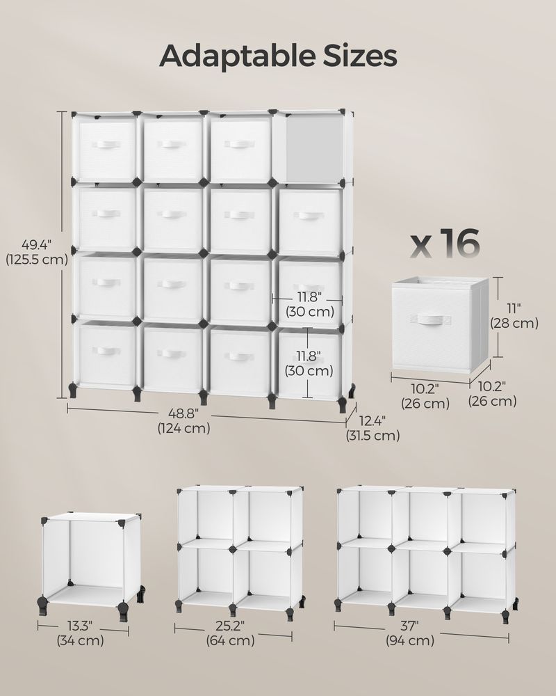 Cube Storage Organizer - With Storage Boxes - Set Of 16