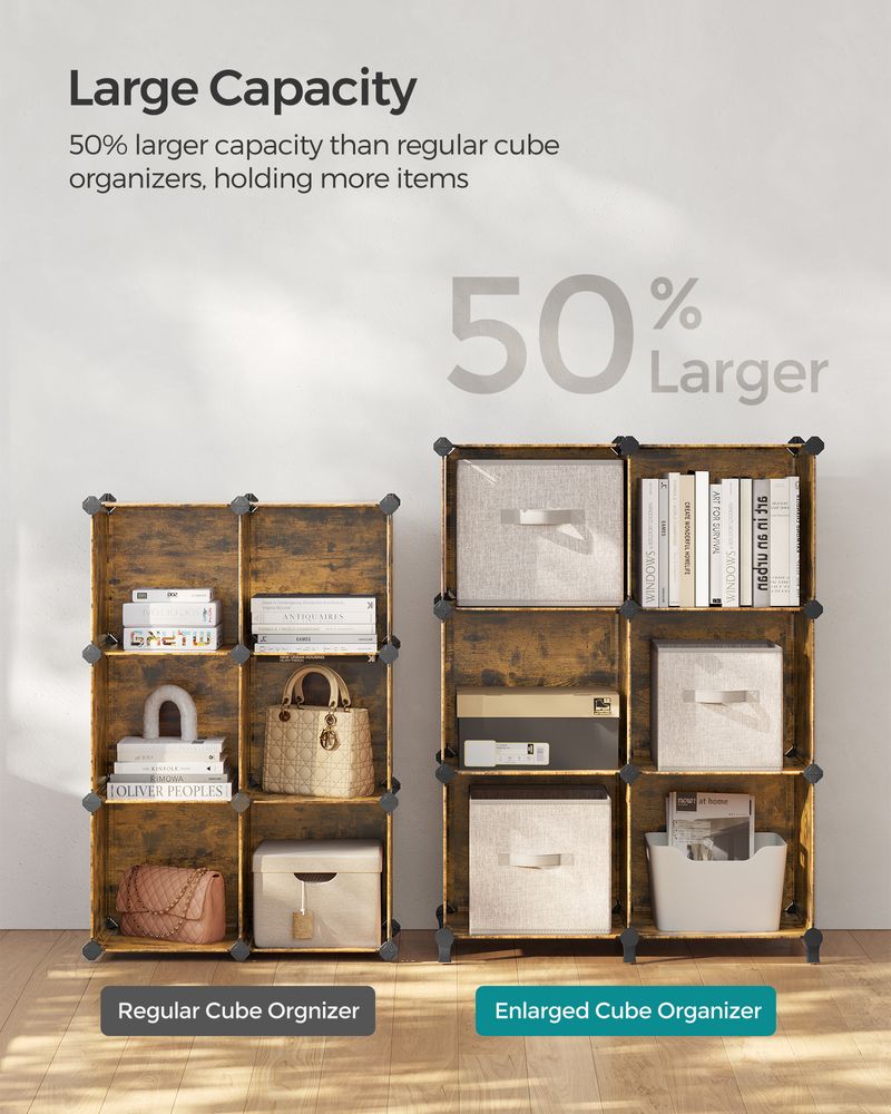 Cube Storage Organizer - 6 Cubes With Feet - Modular Design