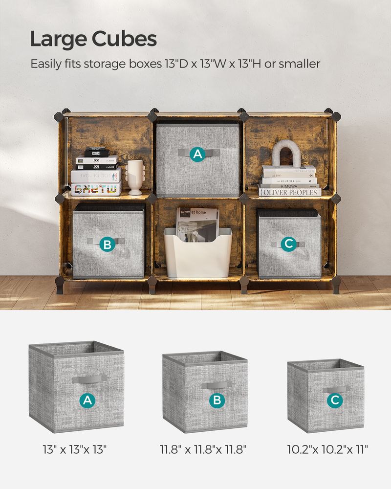 Cube Storage Organizer - 6 Cubes With Feet - Modular Design