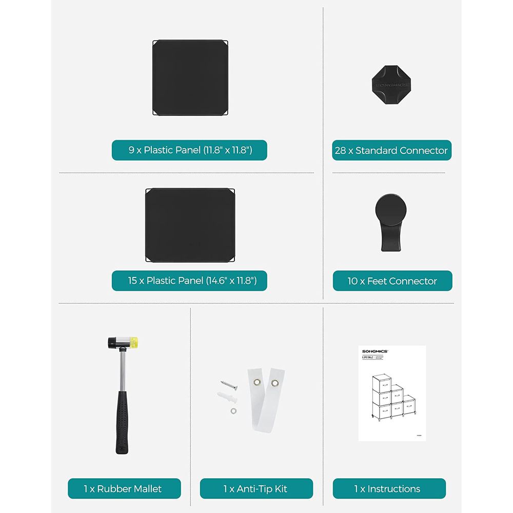 Cube Storage Organizer - 6 Cubes With Feet - Modular Design