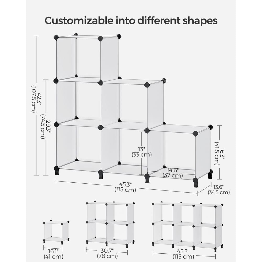 Cube Storage Organizer - 6 Cubes With Feet - Modular Design