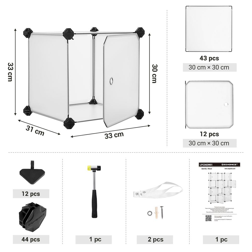 Cube Storage Organizer - With Doors - Set Of 12 Plastic Cubes