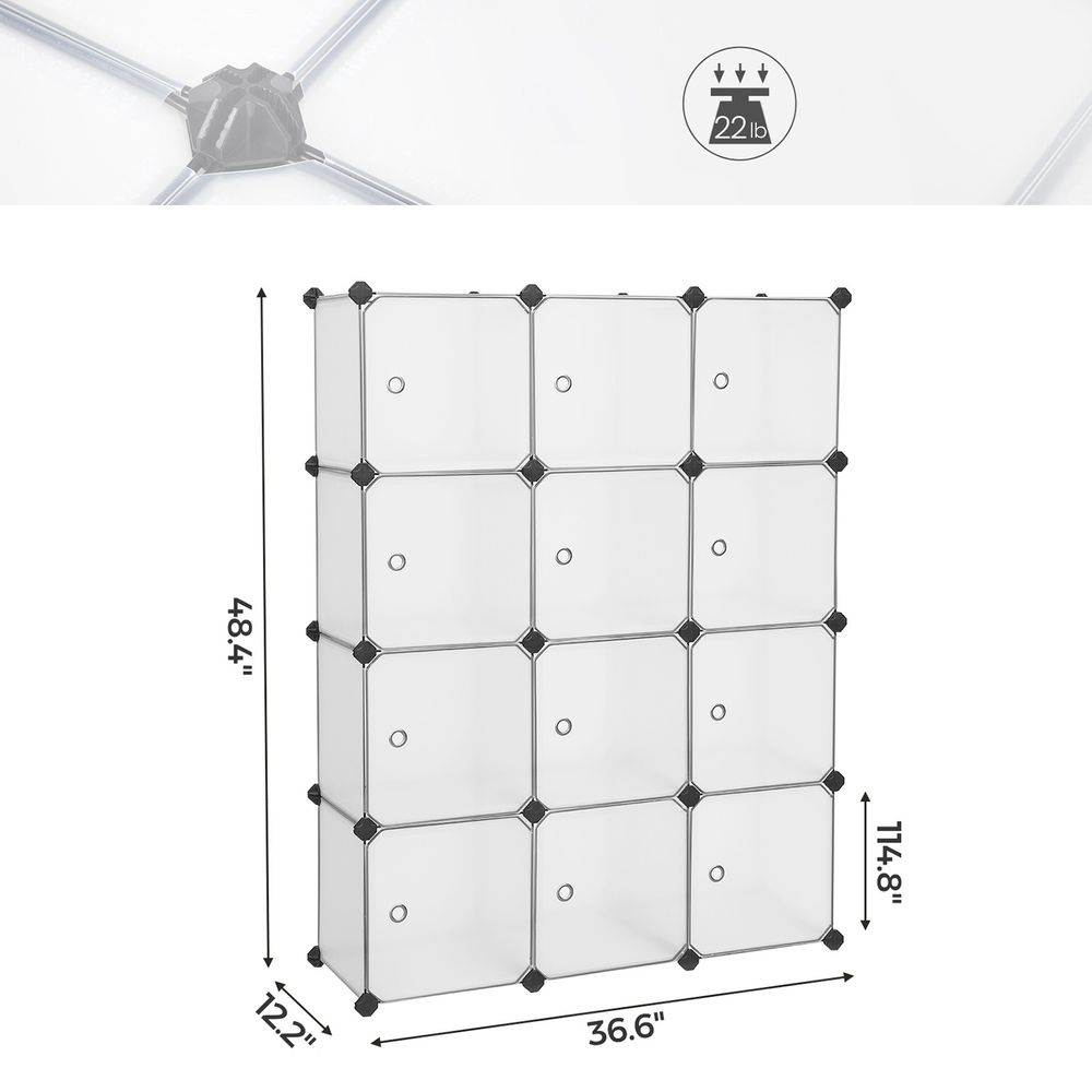 Cube Storage Organizer - With Doors - Set Of 12 Plastic Cubes