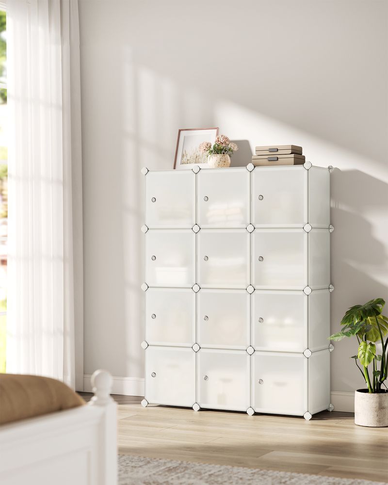 Cube Storage Organizer - With Doors - Set Of 12 Plastic Cubes