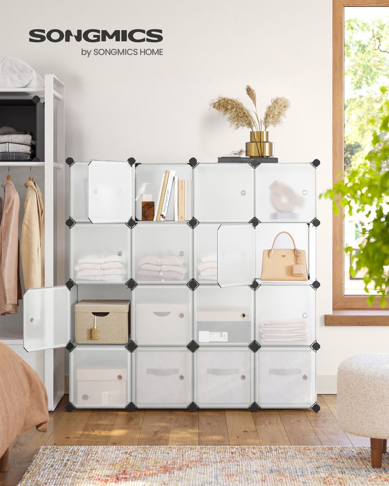 Cube Storage Organizer - With Doors - Set Of 12 Plastic Cubes