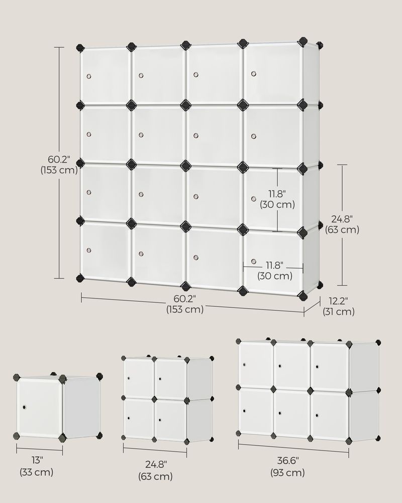 Cube Storage Organizer - With Doors - Set Of 12 Plastic Cubes