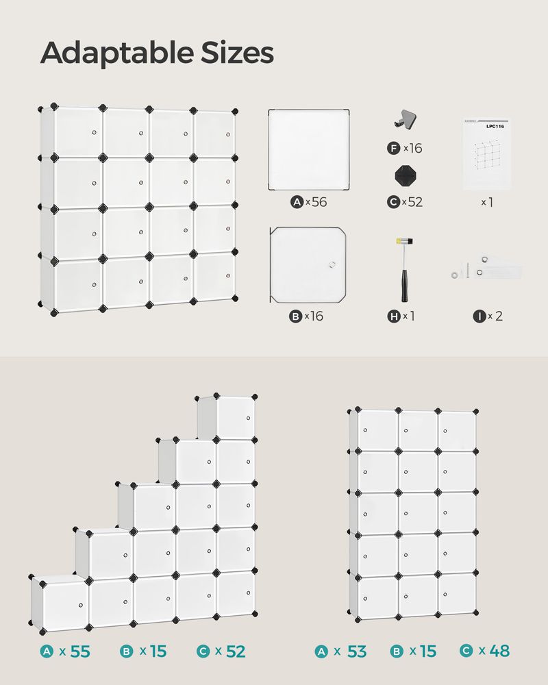 Cube Storage Organizer - With Doors - Set Of 12 Plastic Cubes