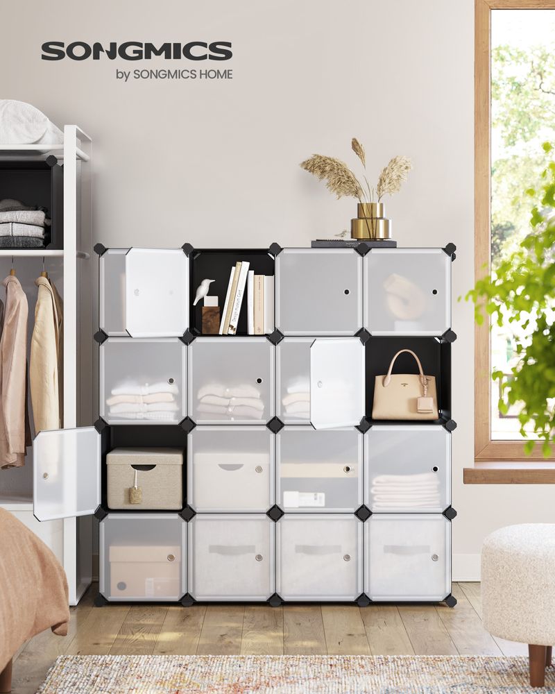 Cube Storage Organizer - With Doors - Set Of 12 Plastic Cubes