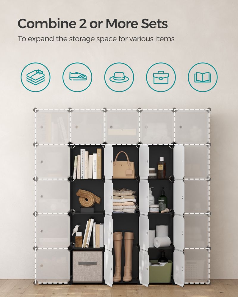 Cube Storage Organizer - With Doors - Set Of 12 Plastic Cubes