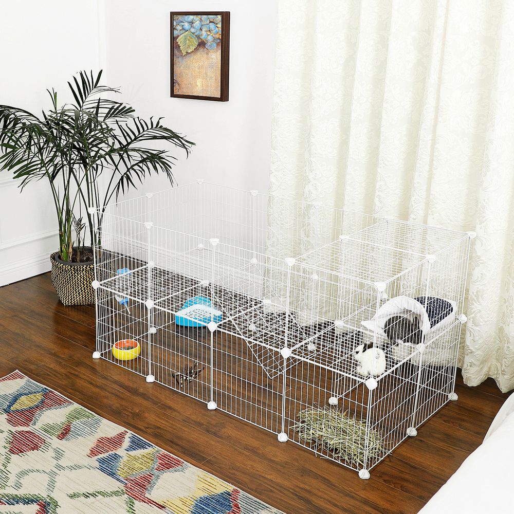 Pet Playpen Modular Small Animal Enclosure 2 Story Indoor Cage