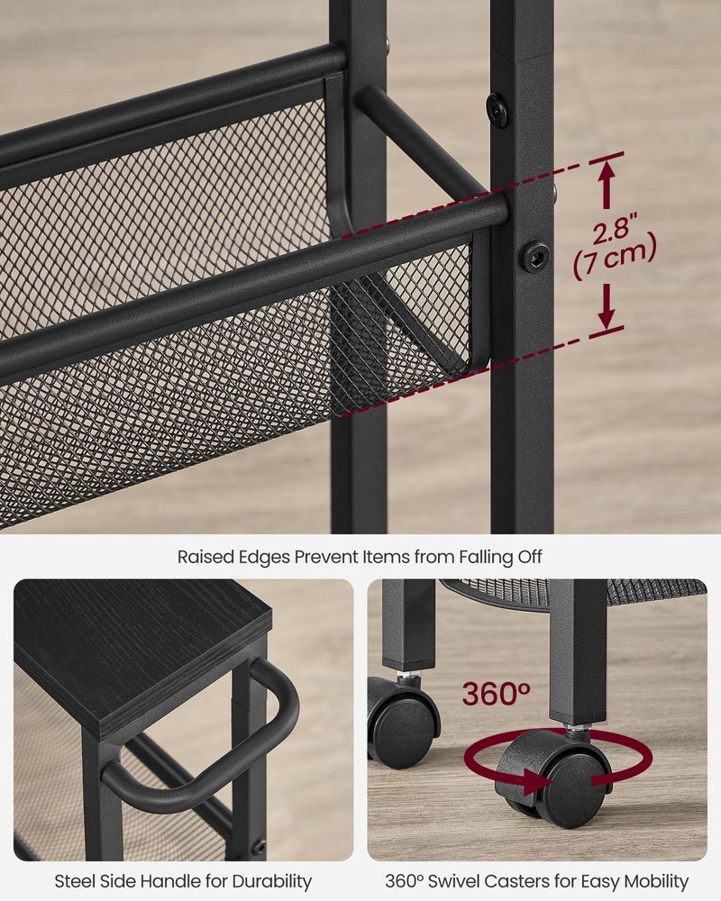 Rolling Storage Cart - 4 Or 5 Tier - Slim With Wheels