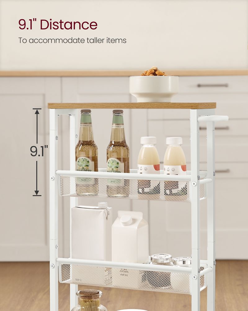 Rolling Storage Cart - 4 Or 5 Tier - Slim With Wheels