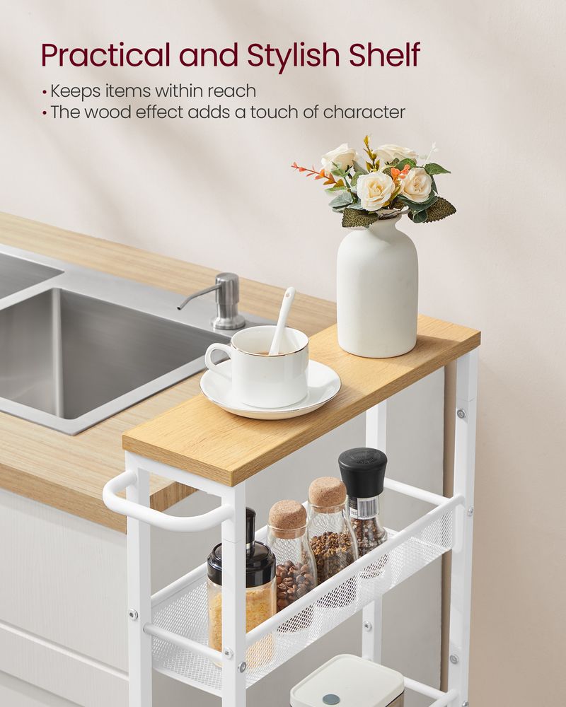 Rolling Storage Cart - 4 Or 5 Tier - Slim With Wheels