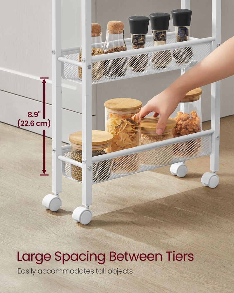 Rolling Storage Cart - 4 Or 5 Tier - Slim With Wheels