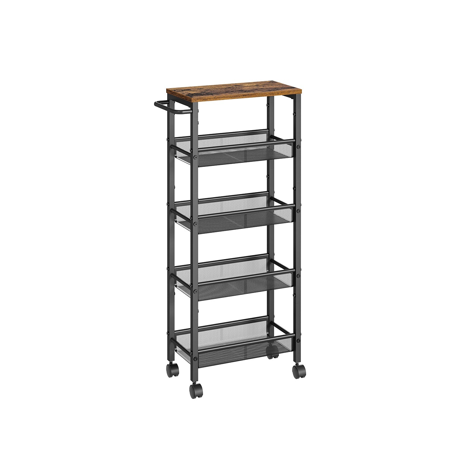 Rolling Storage Cart - 4 Or 5 Tier - Slim With Wheels