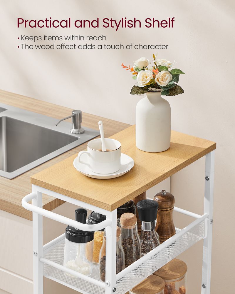 Rolling Storage Cart - 4 Or 5 Tier - Slim With Wheels