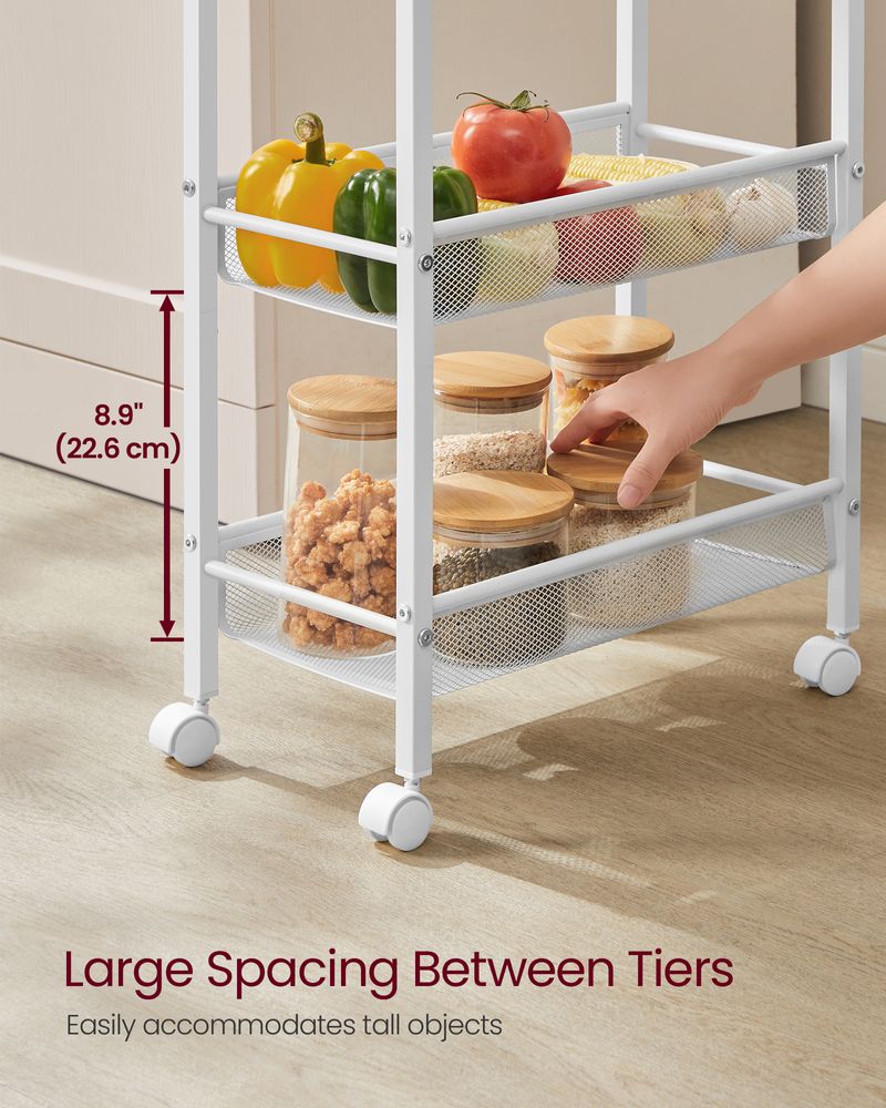 Rolling Storage Cart - 4 Or 5 Tier - Slim With Wheels