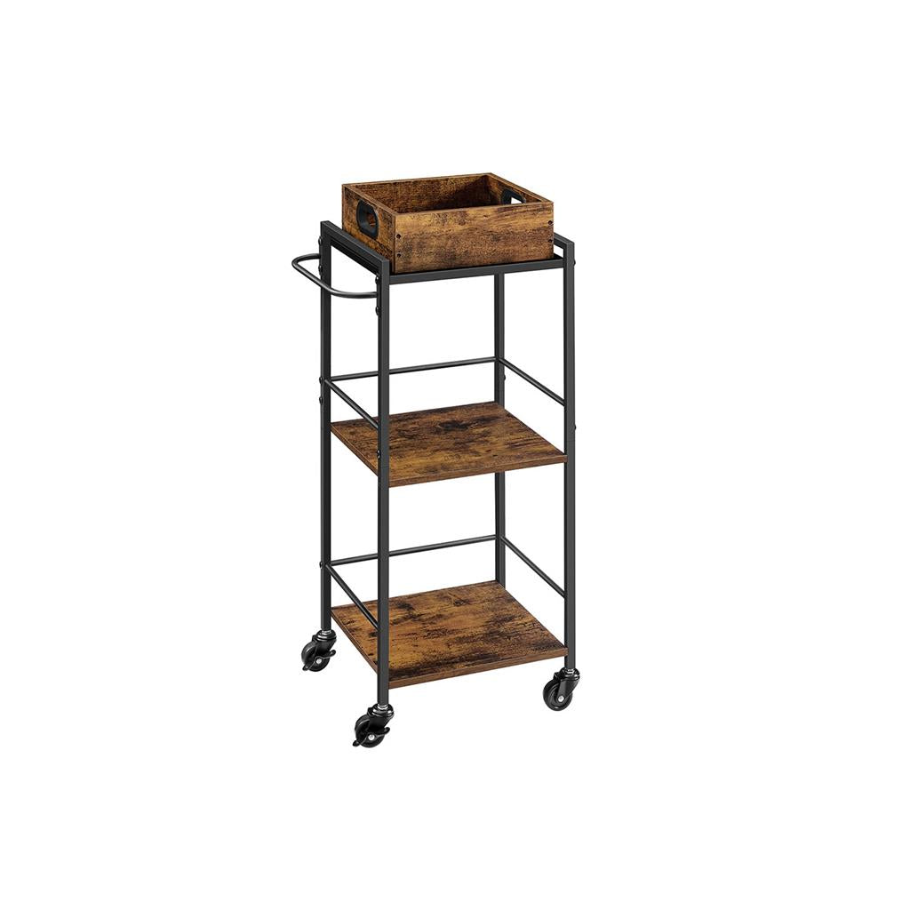 Kitchen Serving Cart - With Removable Tray - Rolling Trolley