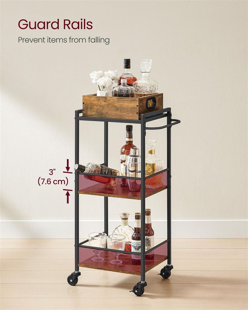 Kitchen Serving Cart - With Removable Tray - Rolling Trolley