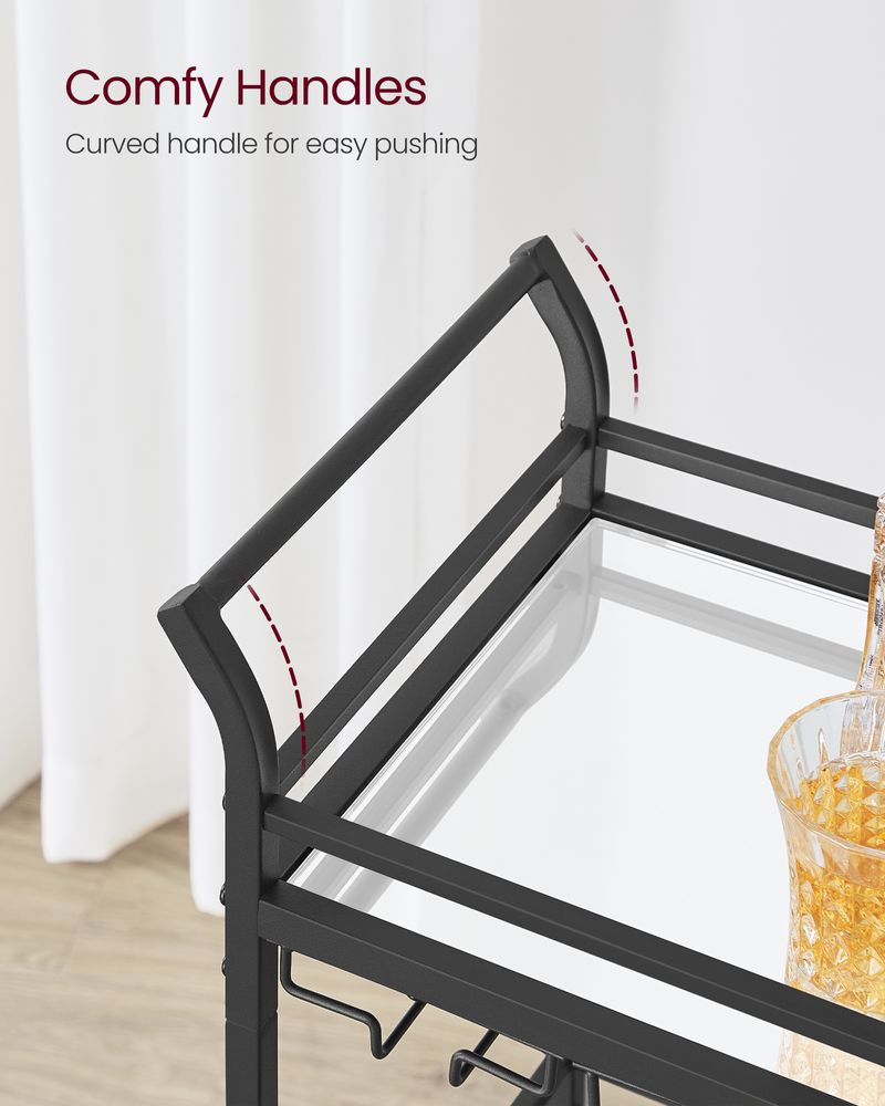 Bar Cart - Small 3 Tier - Mirrored Shelves With Wheels