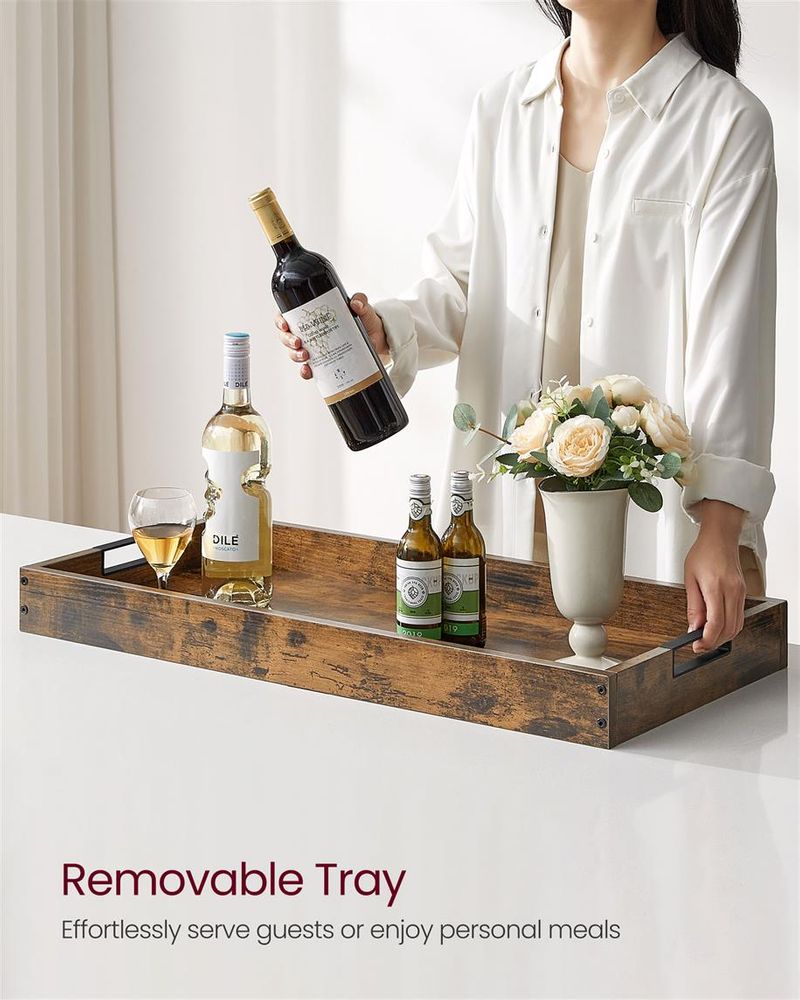 Kitchen Serving Cart - With Removable Tray - Rolling Trolley