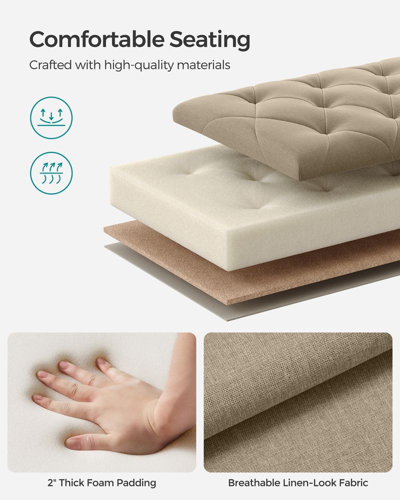 Storage Ottoman Bench With Legs - Large Capacity - 660 lb Load