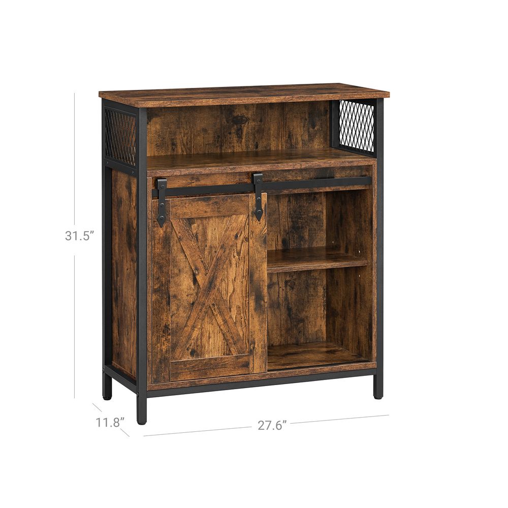 Buffet Cabinet - Sliding Barn Door - Open Compartment Storage