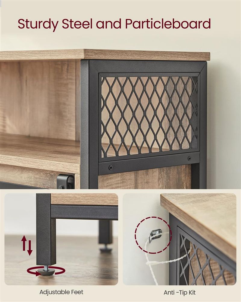 Buffet Cabinet - Sliding Barn Door - Open Compartment Storage