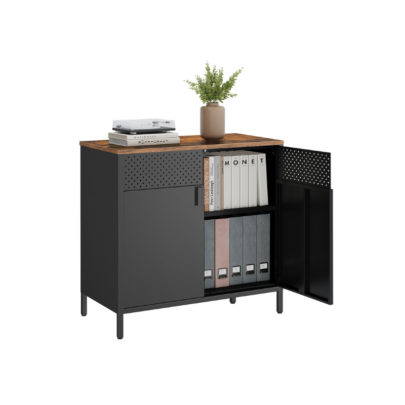 Storage Sideboard Cabinet - Adjustable Shelves - Metal Buffet Table