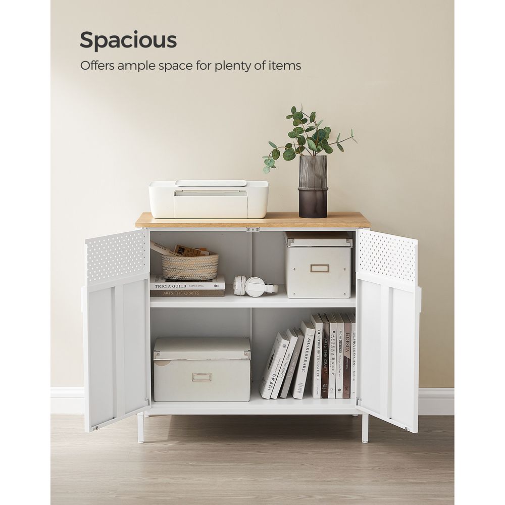 Storage Sideboard Cabinet - Adjustable Shelves - Metal Buffet Table