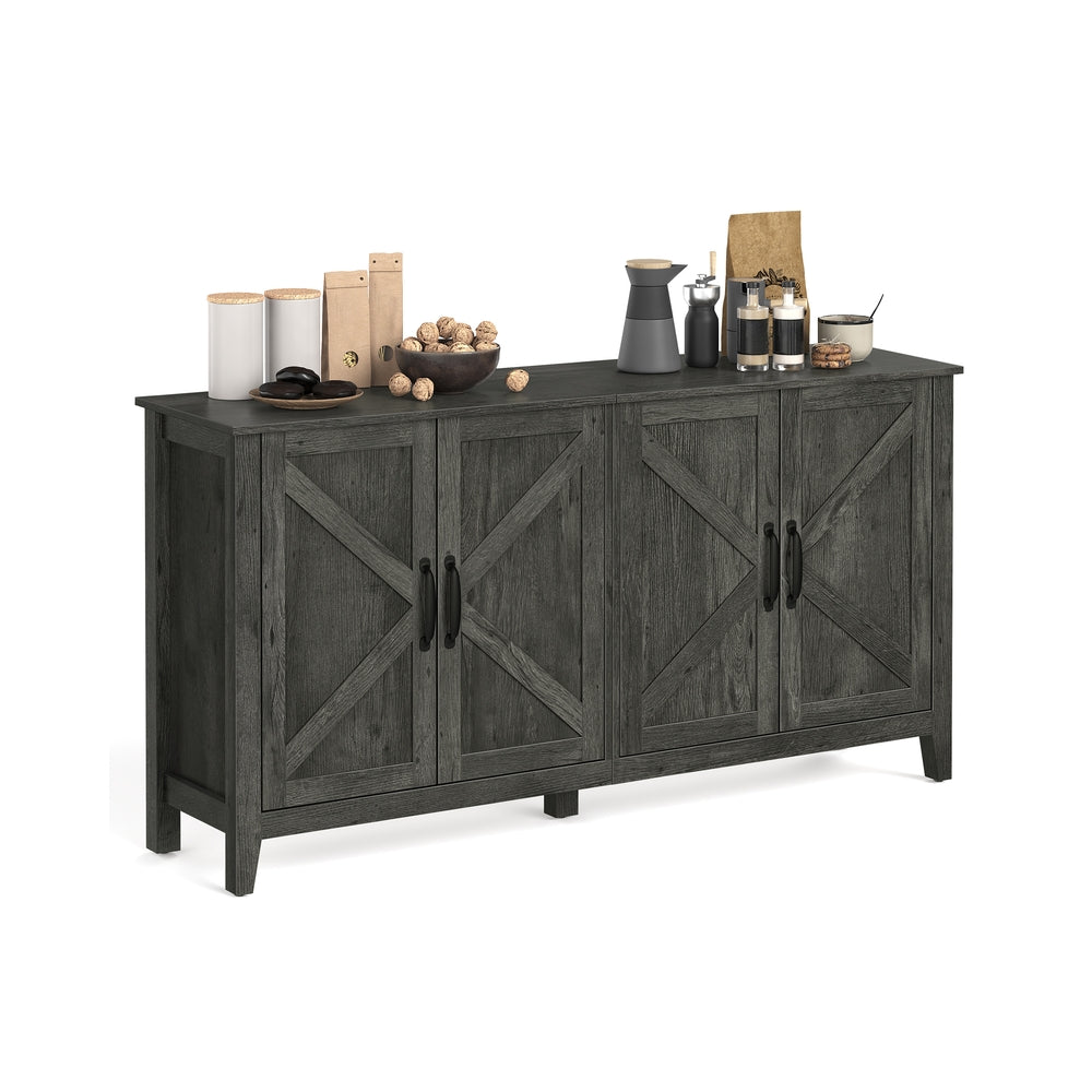 Buffet Storage Cabinet With Adjustable Shelves 4 Door Sideboard