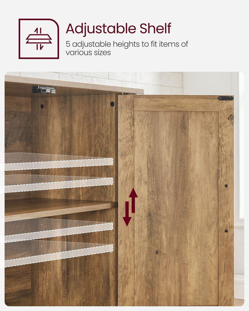 Buffet Storage Cabinet With Adjustable Shelves 4 Door Sideboard