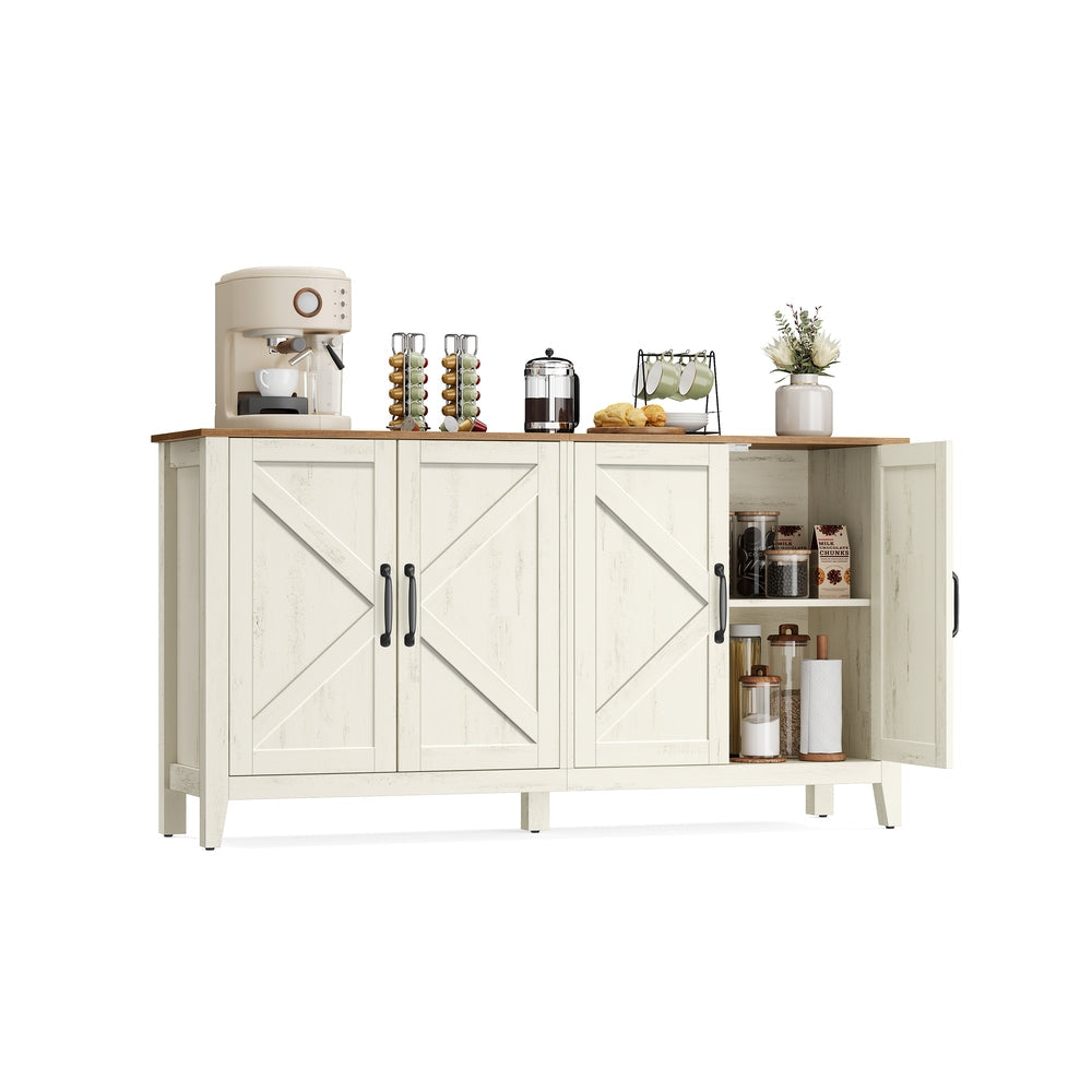 Buffet Storage Cabinet With Adjustable Shelves 4 Door Sideboard
