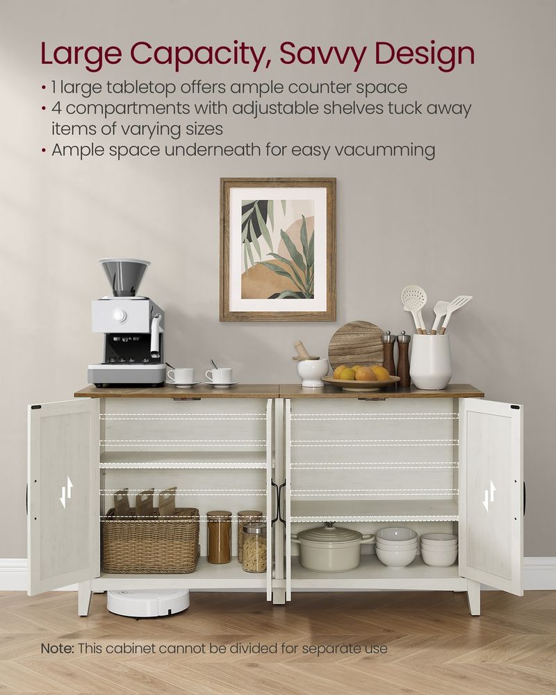 Buffet Storage Cabinet With Adjustable Shelves 4 Door Sideboard