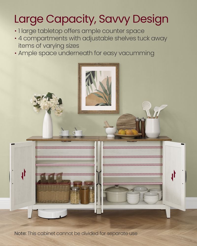 Buffet Storage Cabinet - Farmhouse Style - Adjustable Shelves
