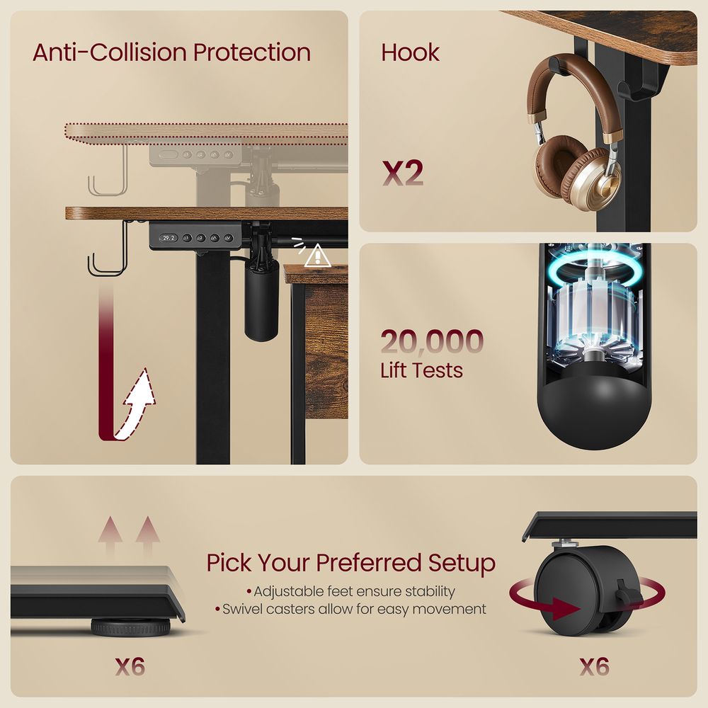 L-Shaped Electric Standing Desk – Height Adjustable – With Power Outlets
