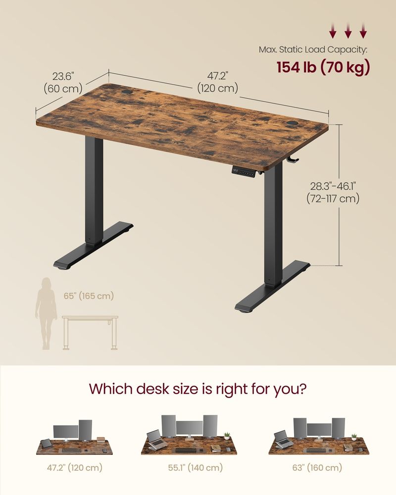 Standing Desk – Electric Height Adjustable – Memory Presets & Hooks