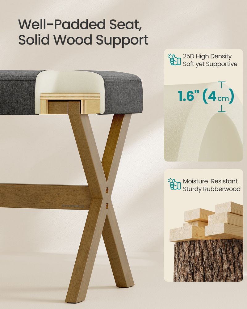 Makeup Stool – Padded Seat & Foot Rest – Vanity Seating Stool