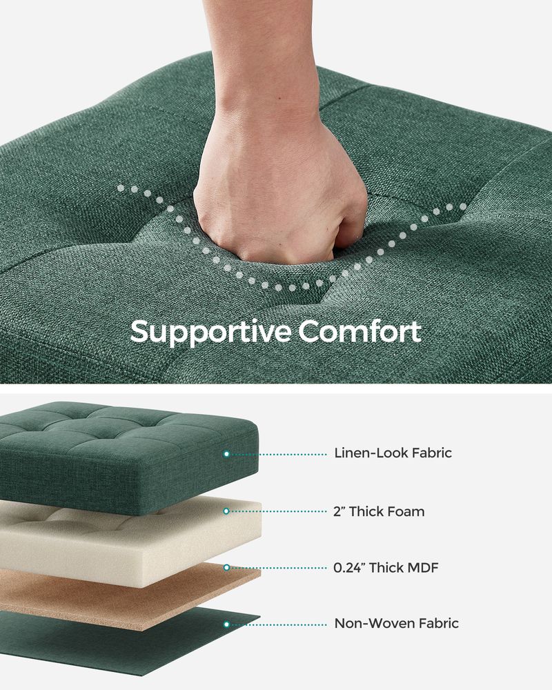 Small Storage Ottoman Footrest - With Legs - Folding Design