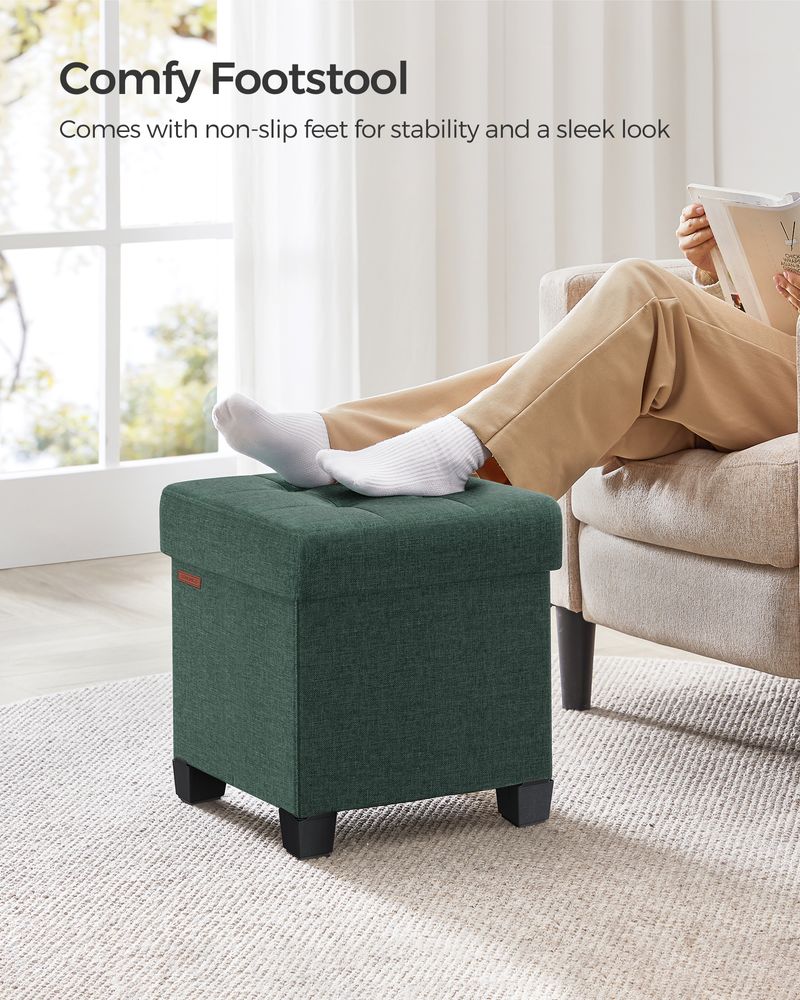 Small Storage Ottoman Footrest - With Legs - Folding Design