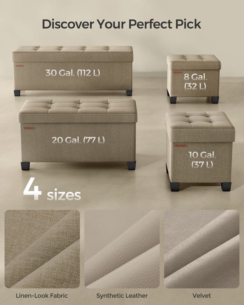 Small Storage Ottoman Footrest - With Legs - Folding Design