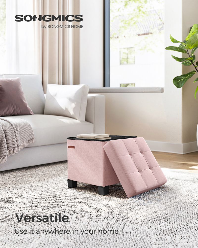 Small Storage Ottoman Footrest - With Legs - Folding Design