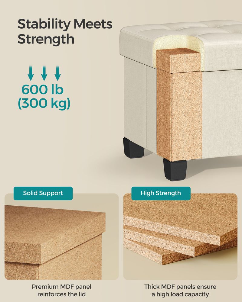 Small Storage Ottoman Footrest - With Legs - Folding Design