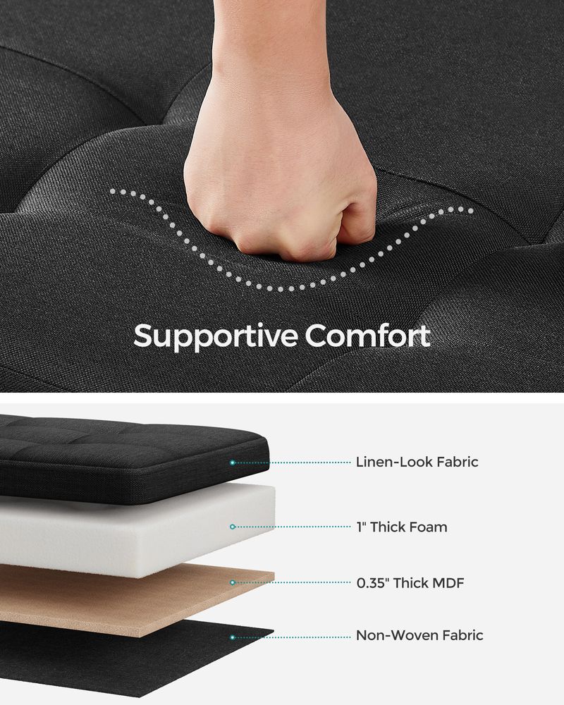 Storage Ottoman Bench - 43.3 Inch - Linen Look Seating